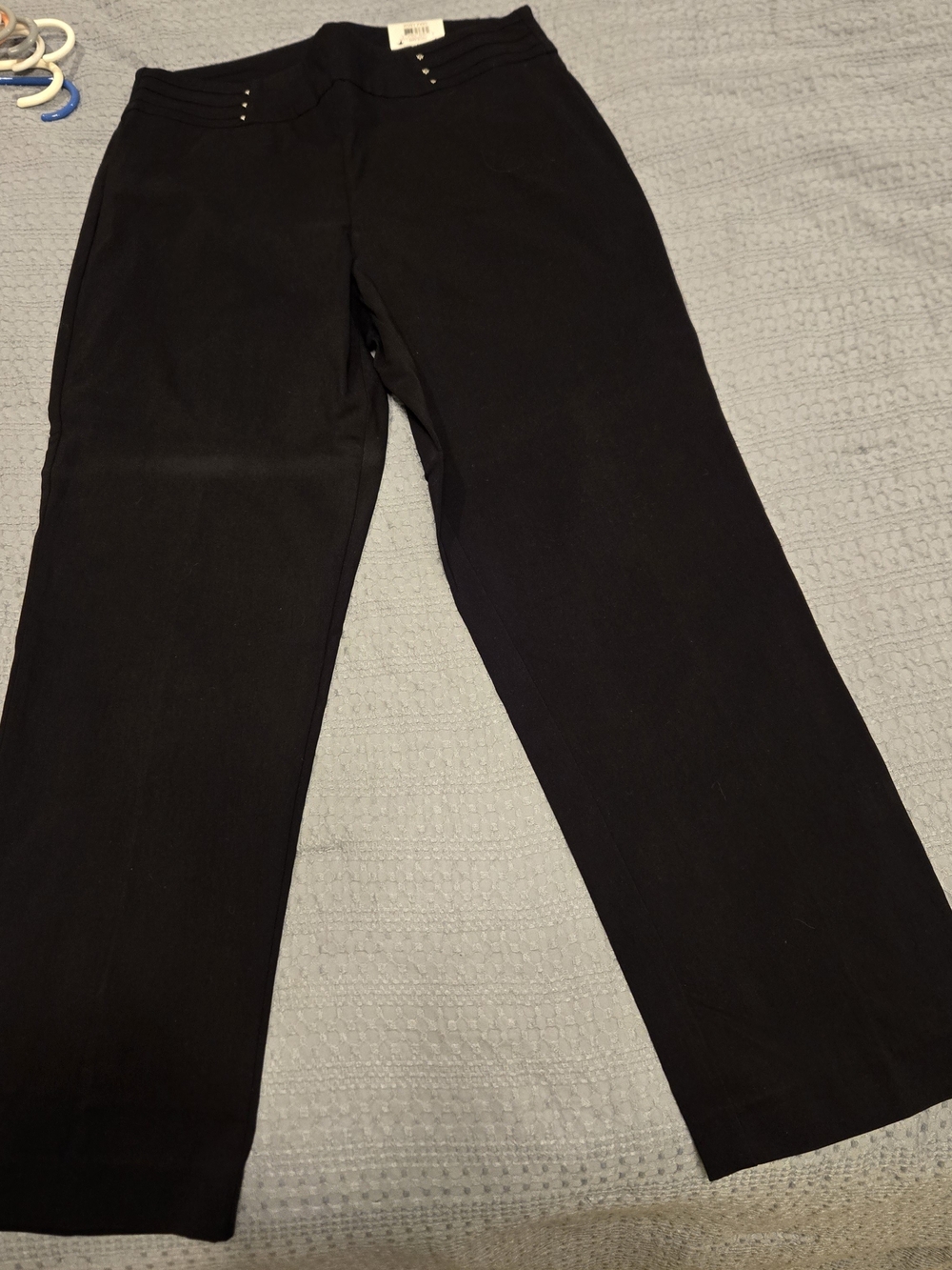 JM Collection Womens Petite Black Rivet Straight-Leg Pants NWT